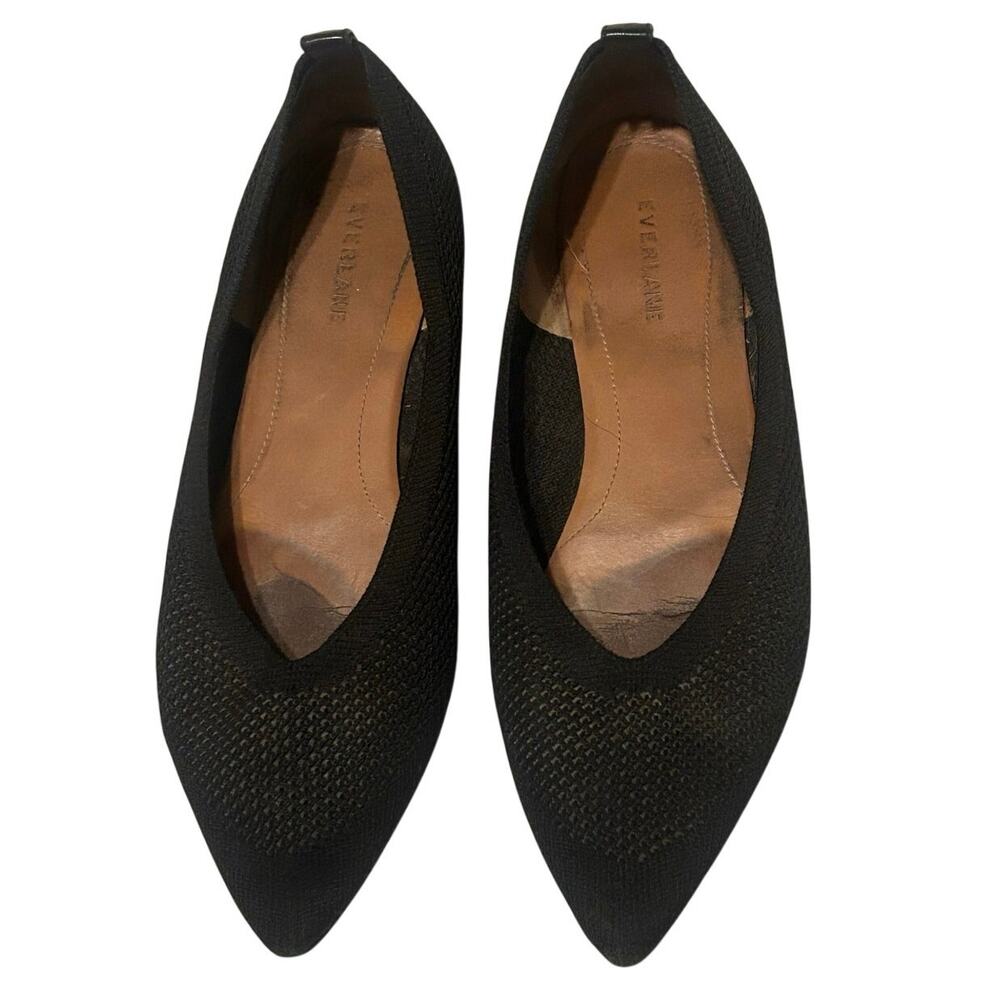 Everlane The 40-Hour Pointed Flat in ReKnit - Black - Size 9